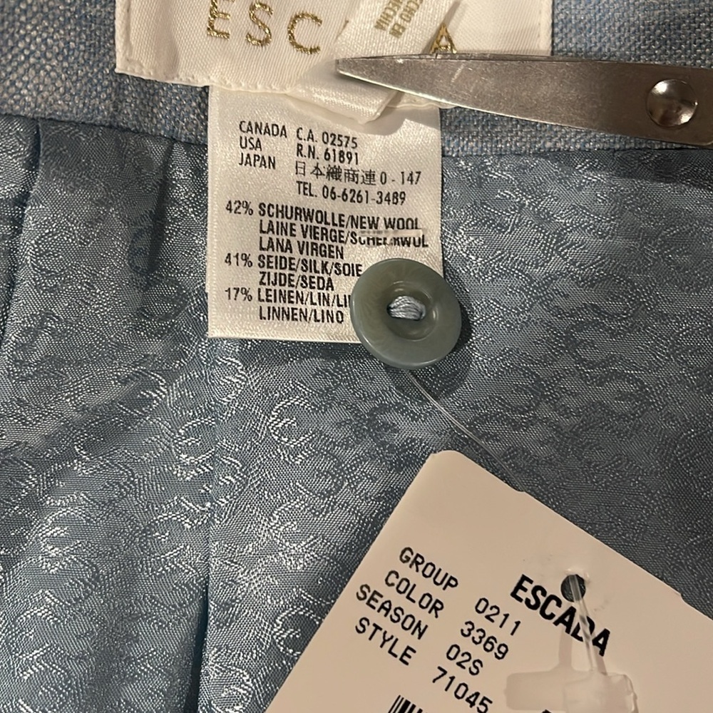 NWT ESCADA Suit Sequins Blue Twin Set Cami Size 38 Cardigan Sz 40 Skirt Sz 42 - Picture 16 of 17